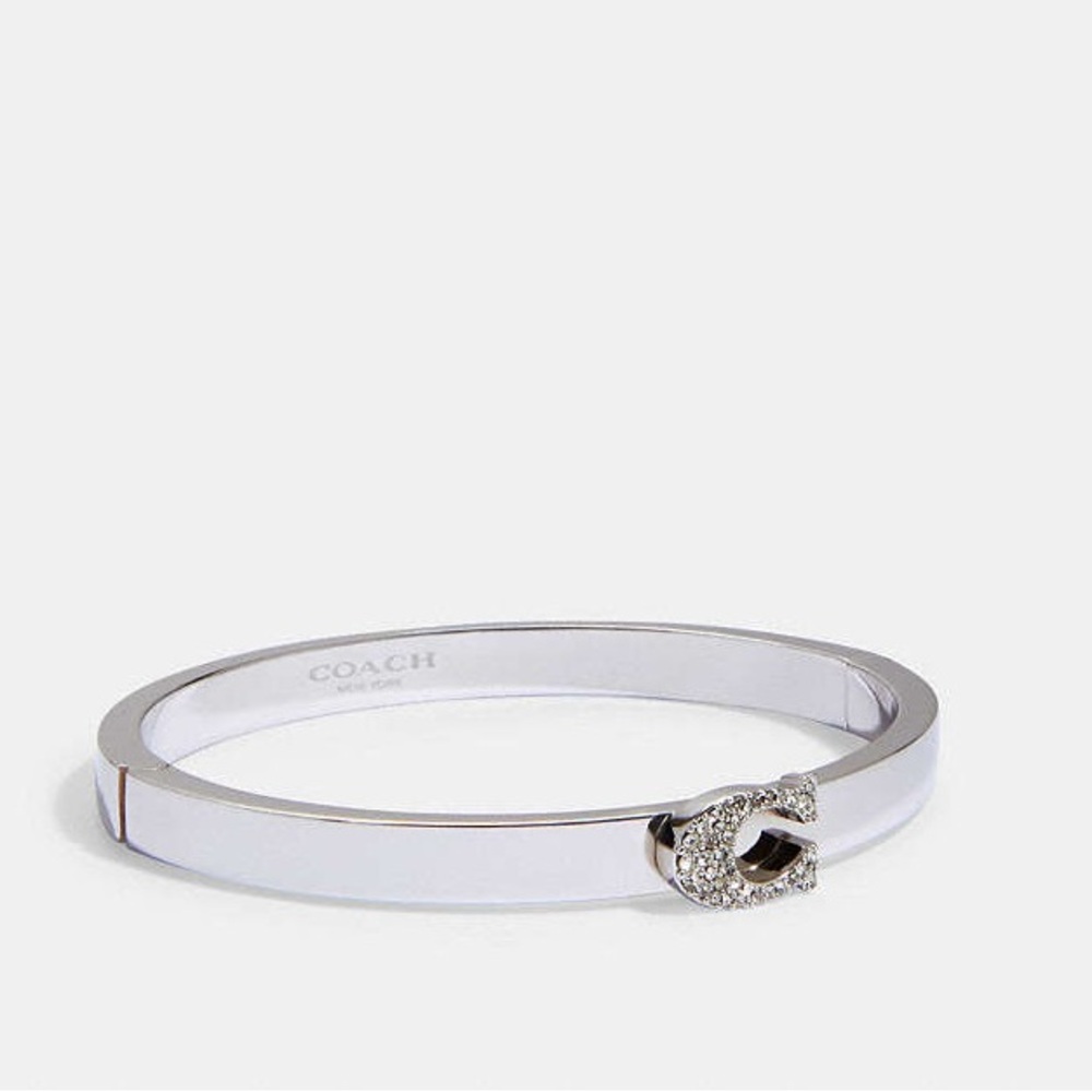 Coach Logo Pave Signature Hinged Bracelet - Picture 2 of 8